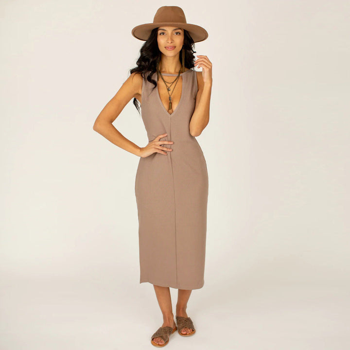 Solid Front and Back Reversible Slit Tube Dress