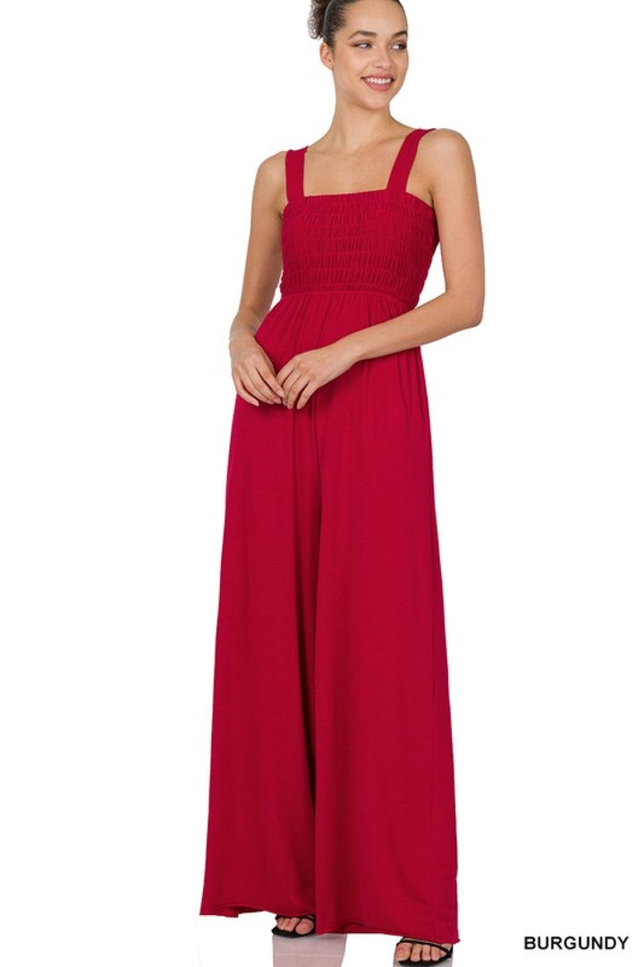Smocked Wide Leg Jumpsuit