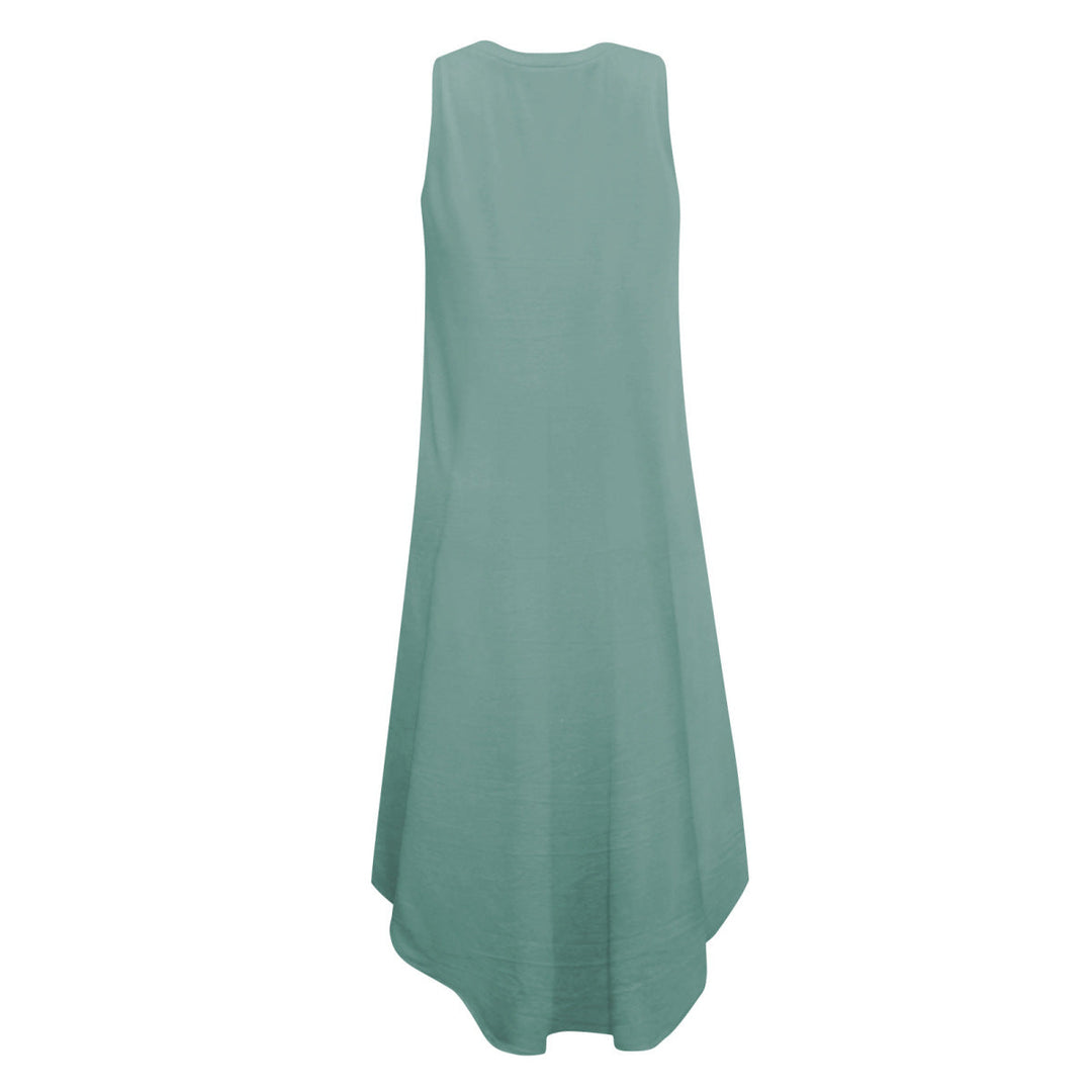 Solid Sleeveless Asymmetric Maxi Dress