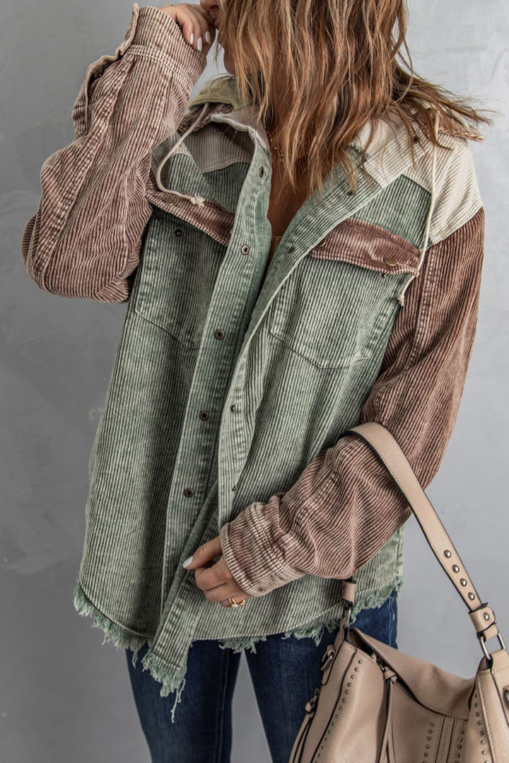 Down Hooded Corduroy Jacket