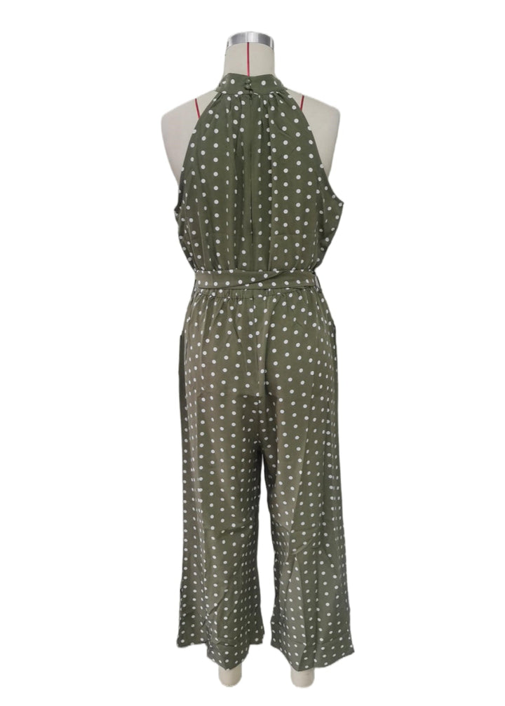 Women Polka Dots Wide-Leg Jumpsuit With Belt