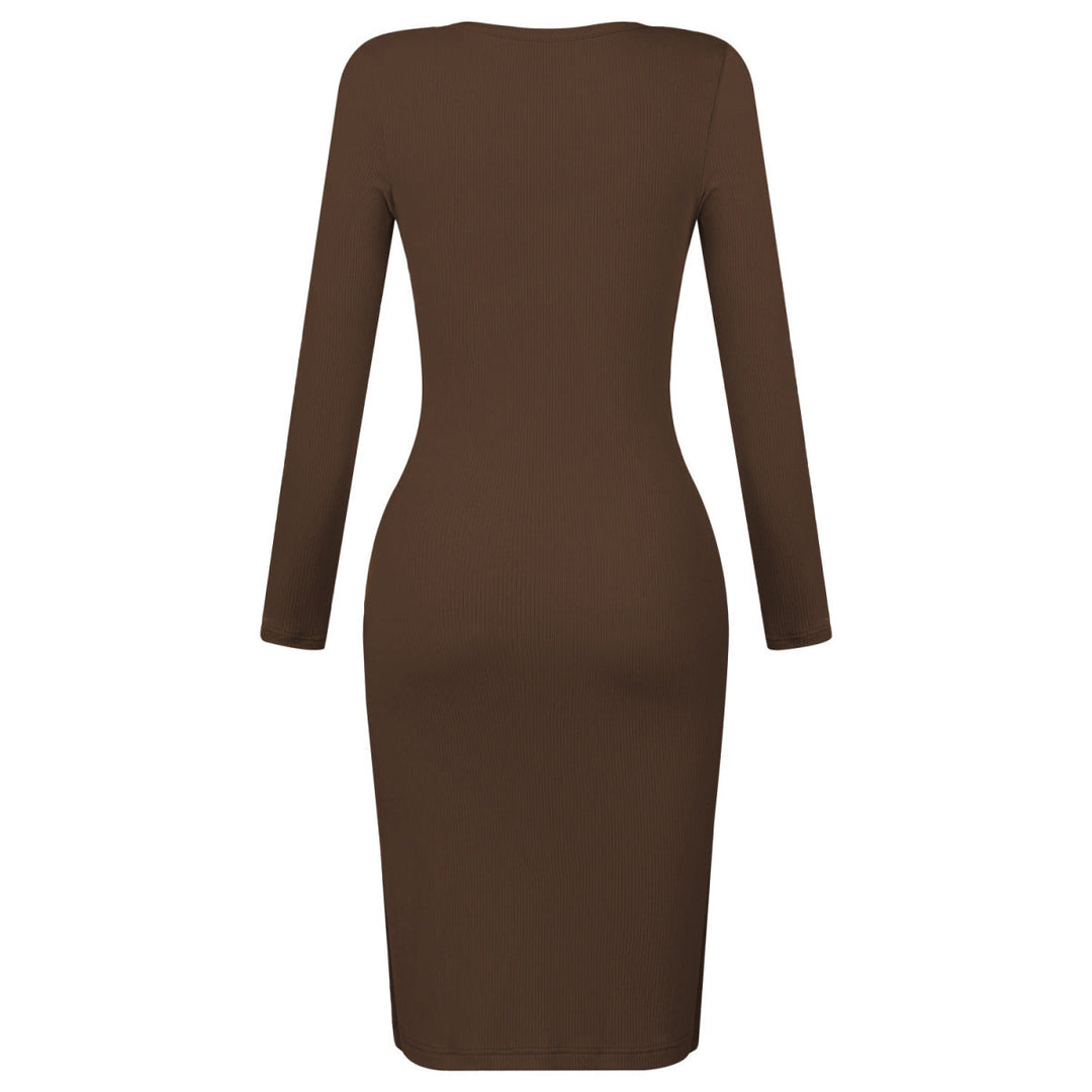 Button-Up Slit Bodycon Dress