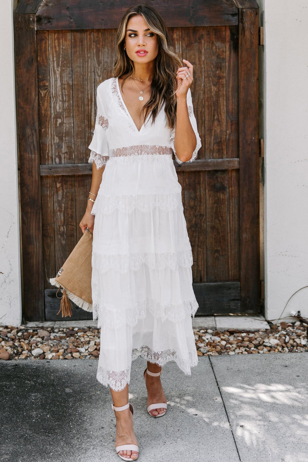 Swiss Dot Layered Dress - Long Dress