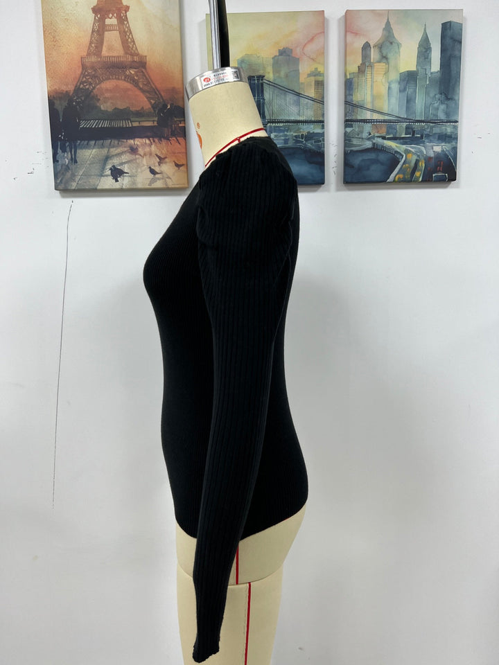 Round Neck Puff Sleeve Sweater