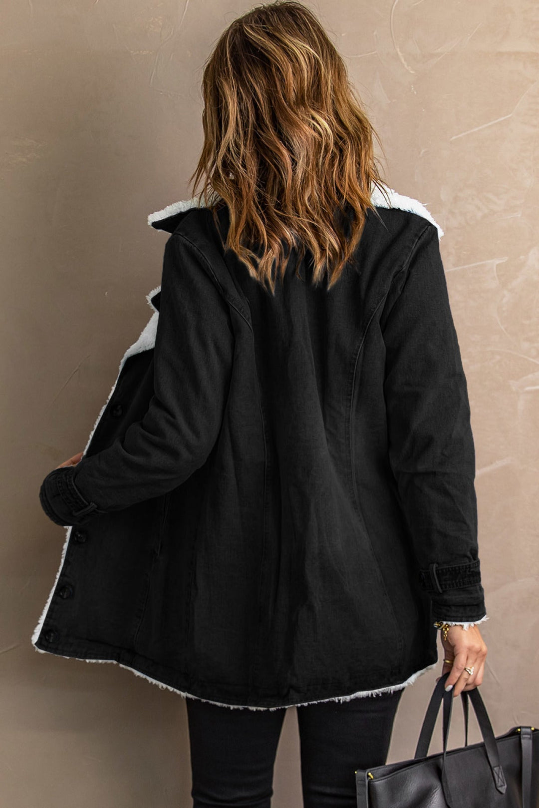 Black Lapel Fleece Jacket