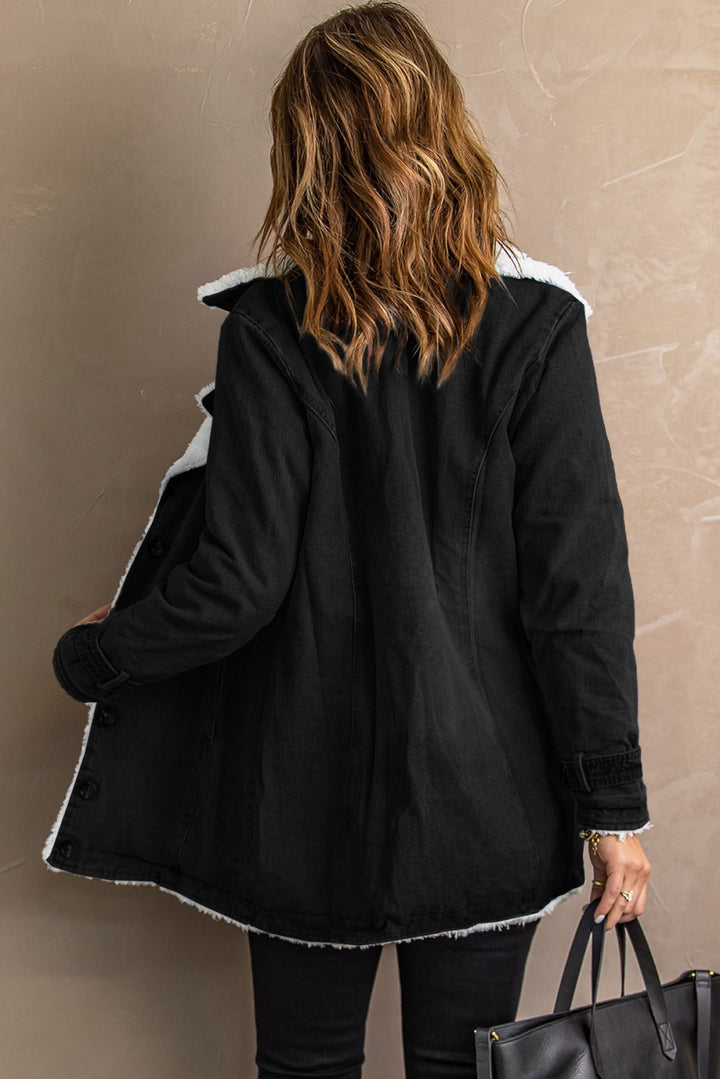 Black Lapel Fleece Jacket