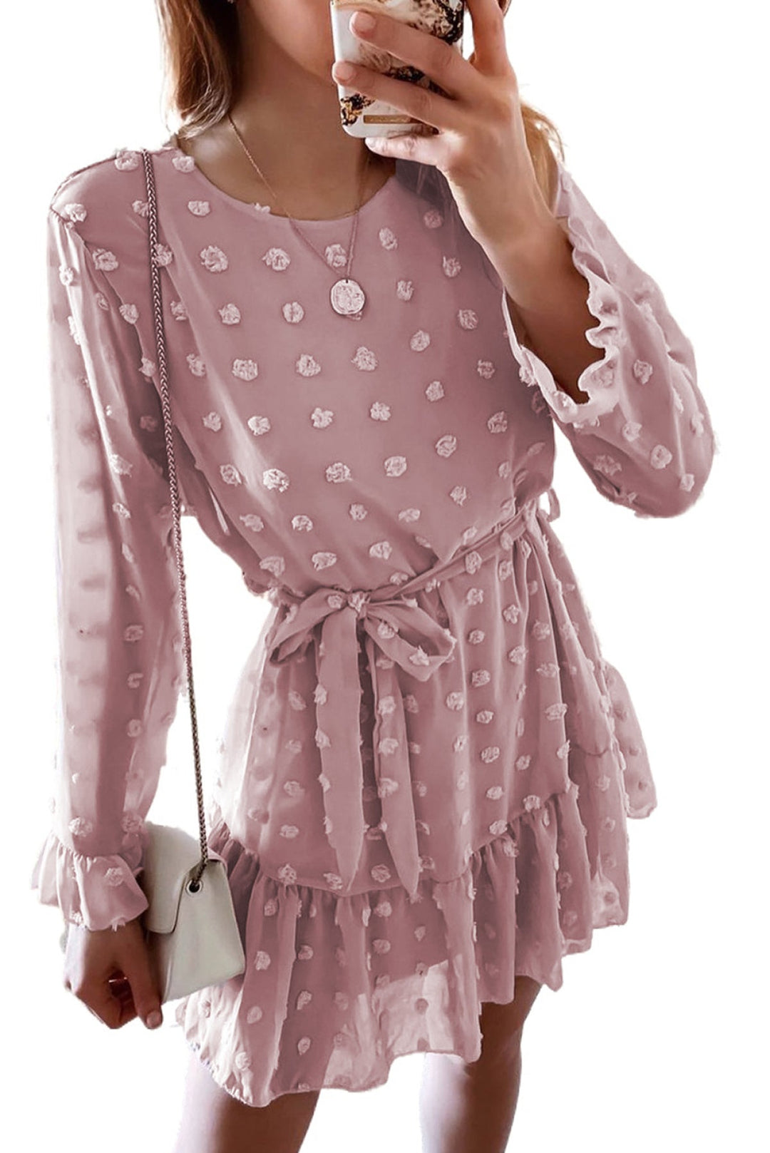 Fuzzy Ruffled Dress - Mini Dress