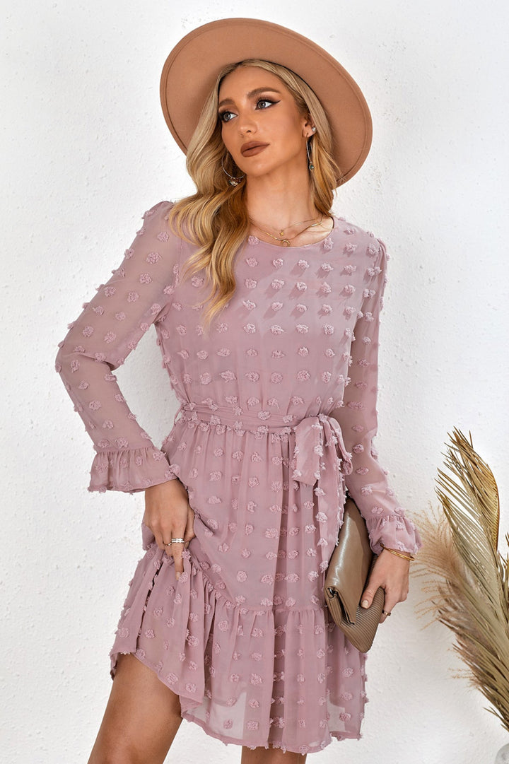 Fuzzy Ruffled Dress - Mini Dress
