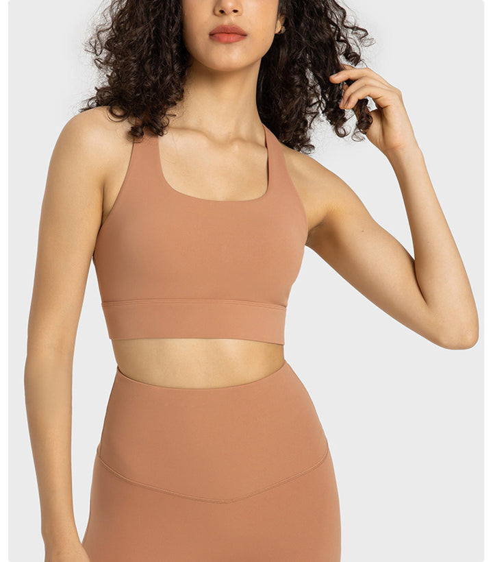 High U-Neck Stretch Backless Sports Bra - Sports Wear