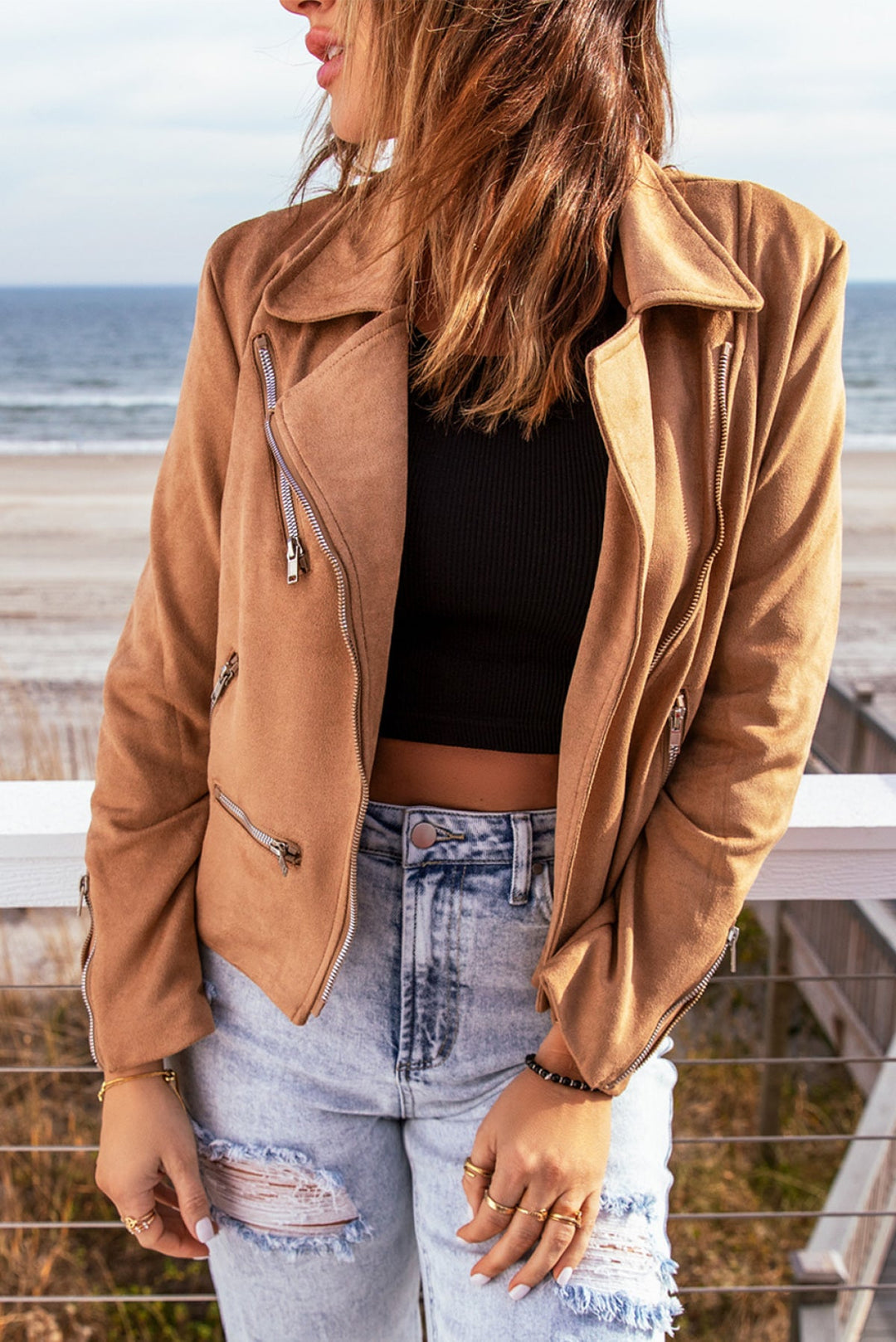 Zipped Notch Short Jacket