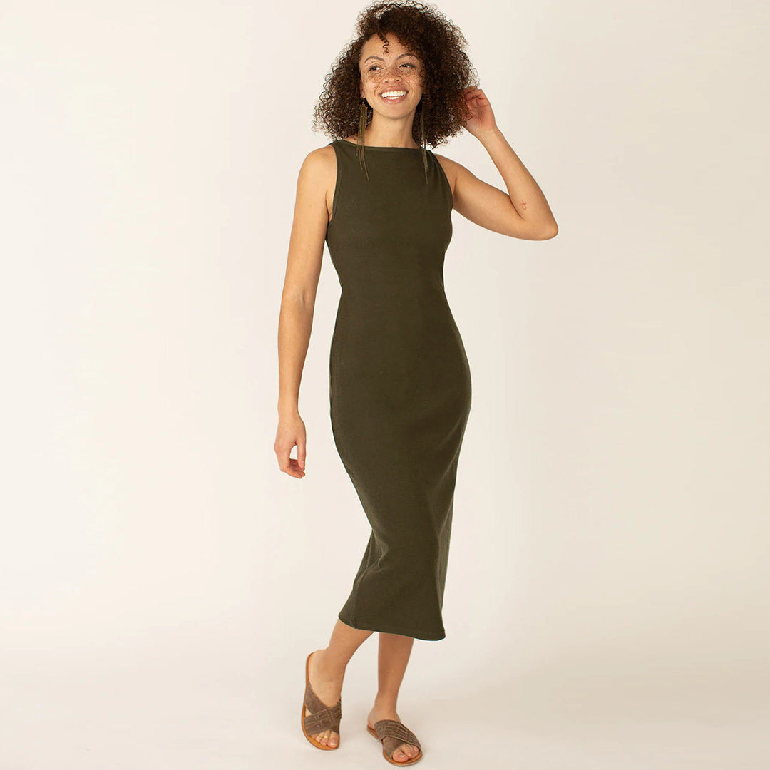 Solid Front and Back Reversible Slit Tube Dress