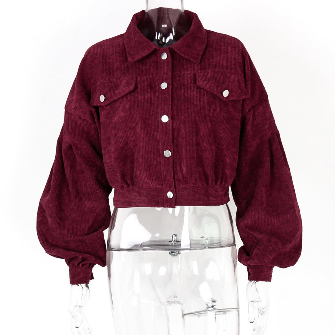 Casual Balloon Long-Sleeved Corduroy Jacket