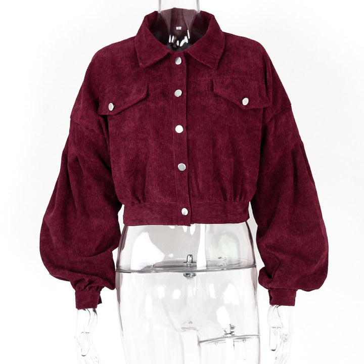 Casual Balloon Long-Sleeved Corduroy Jacket