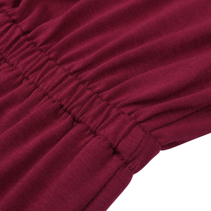 Solid Off-the-Shoulder Elastic Waist Mini Dress