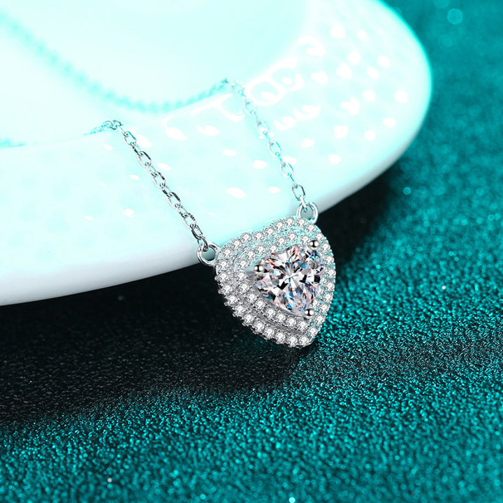 925 Sterling Silver Love Moissanite Hear-Shape Necklace