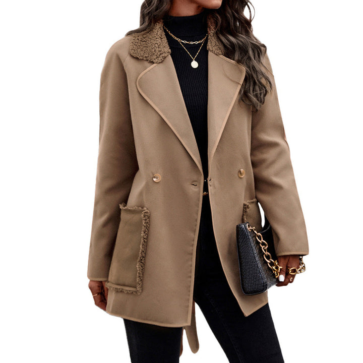 Lapel Neck Long Sleeve Button Down Side Pocket Coat