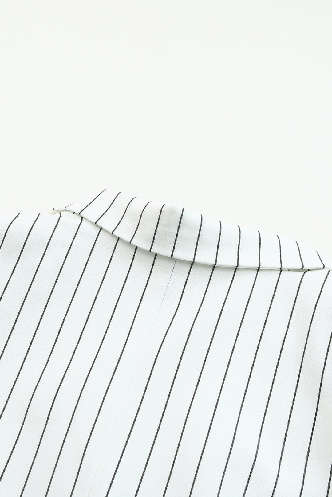 White Double-Breasted Striped Blazer with Pocket