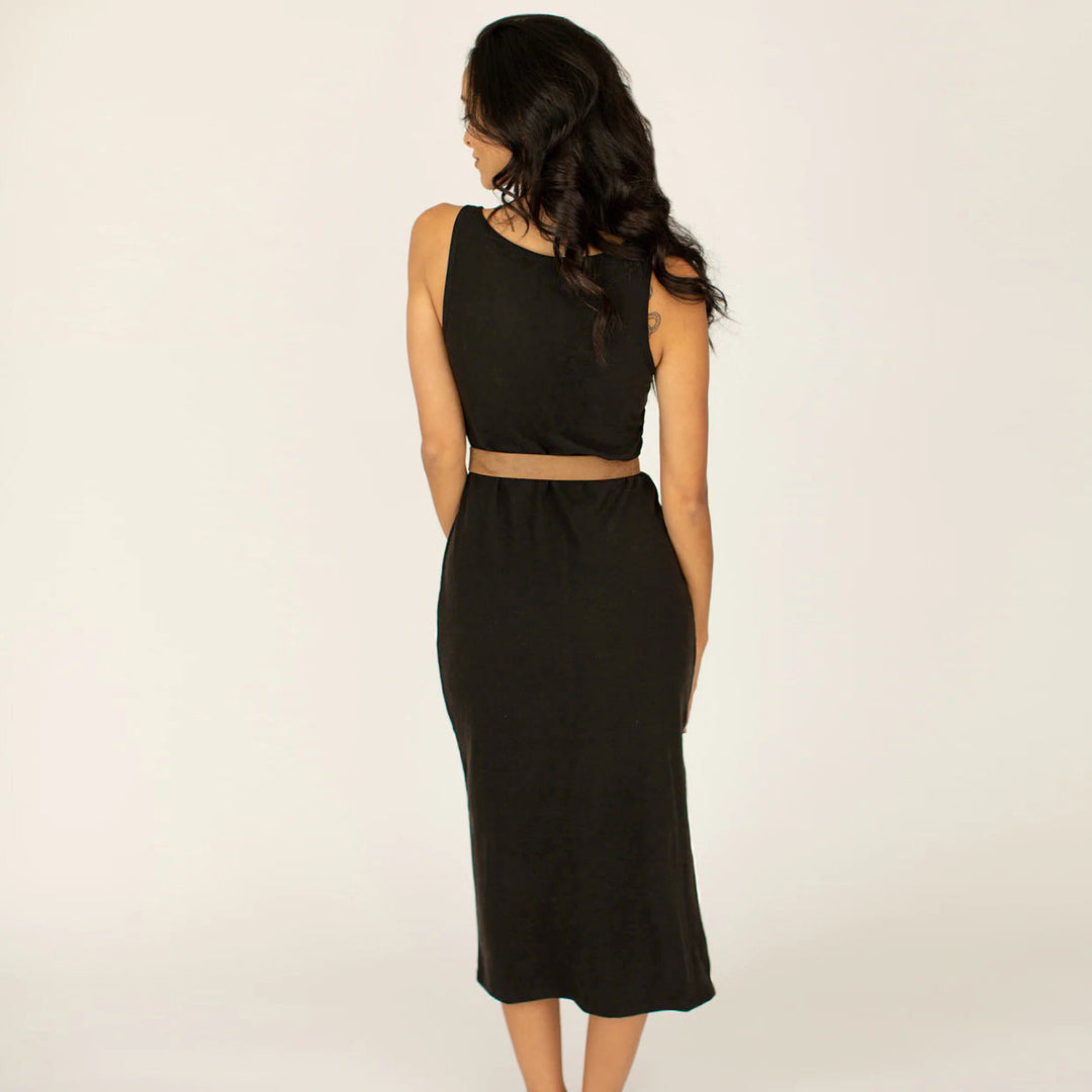 Solid Front and Back Reversible Slit Tube Dress