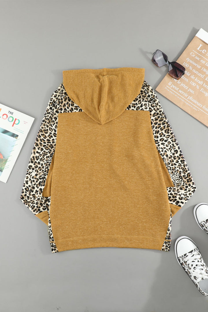 Leopard Patchwork Pullover Hoodie