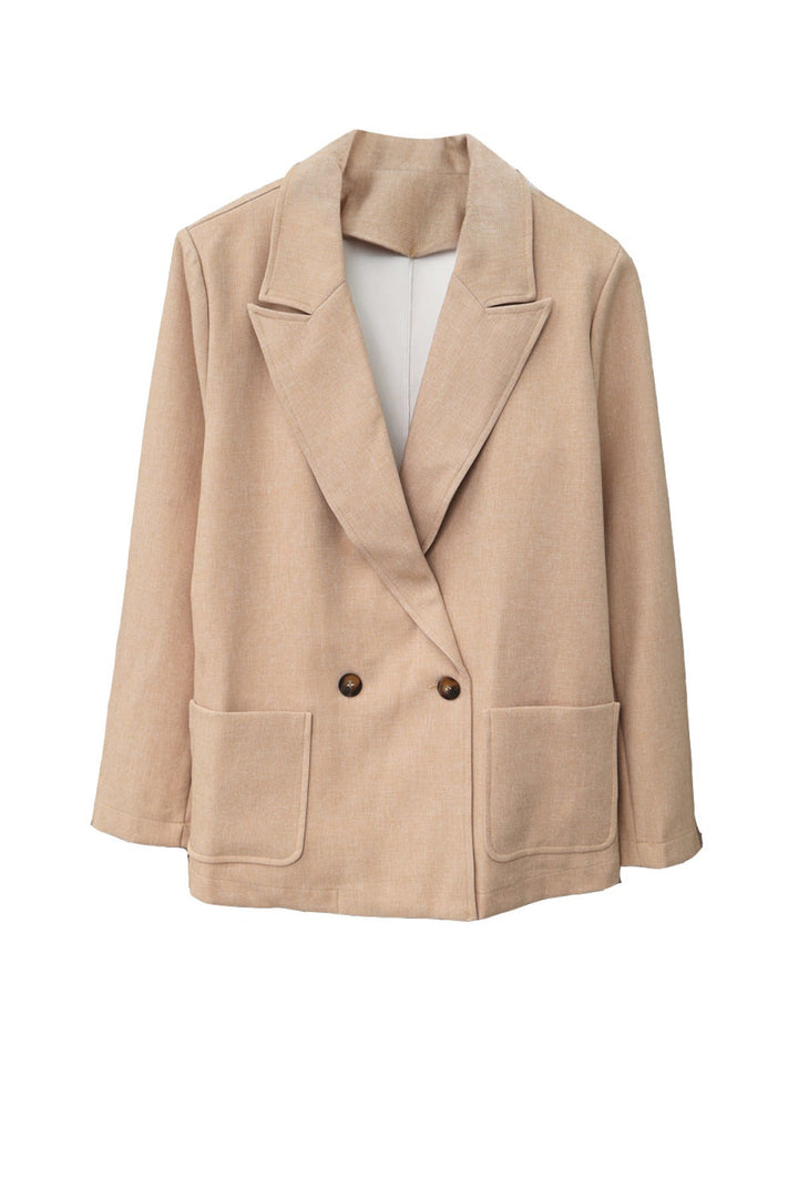 Buttoned Lapel Collar Blazer