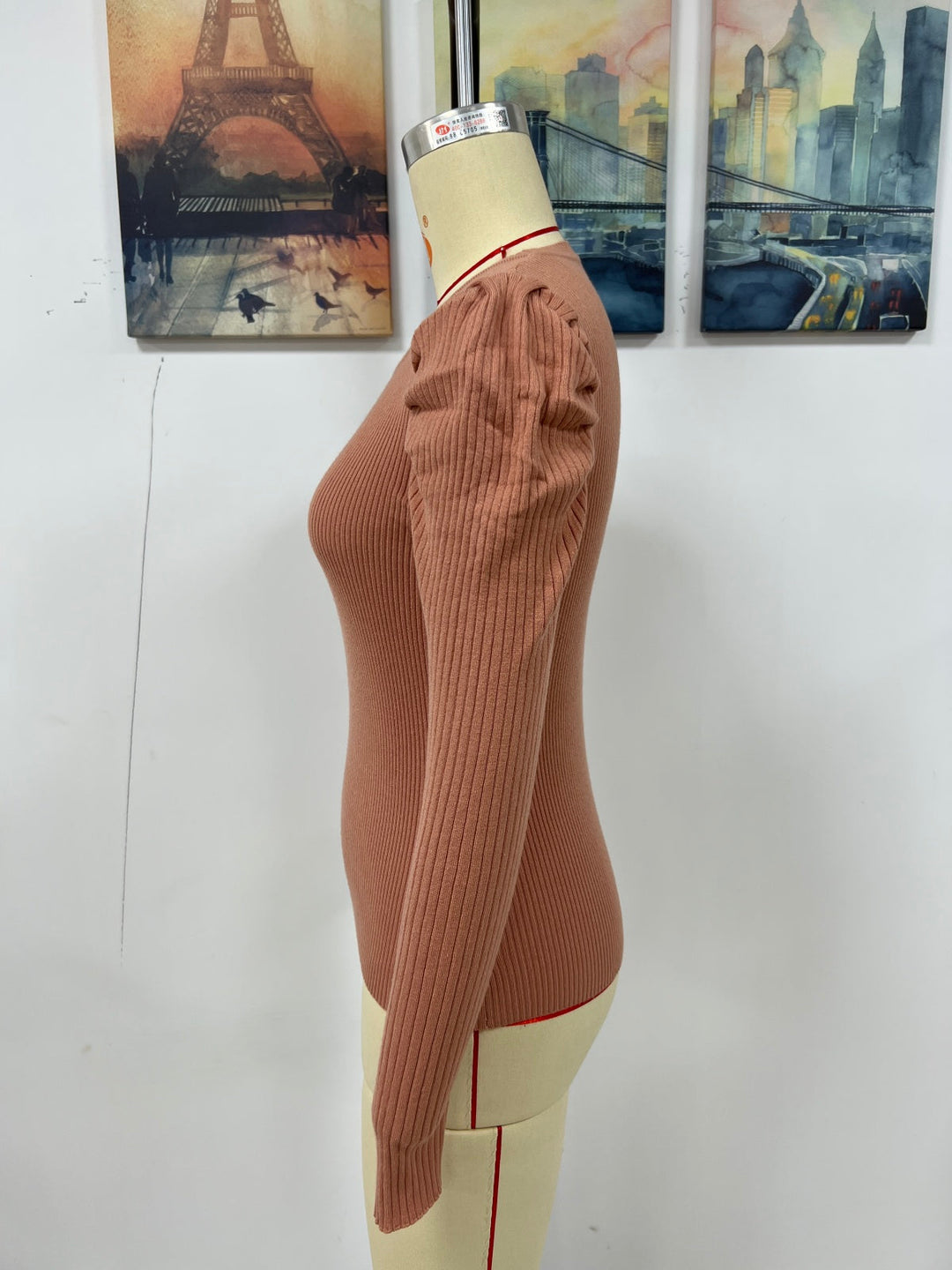 Round Neck Puff Sleeve Sweater