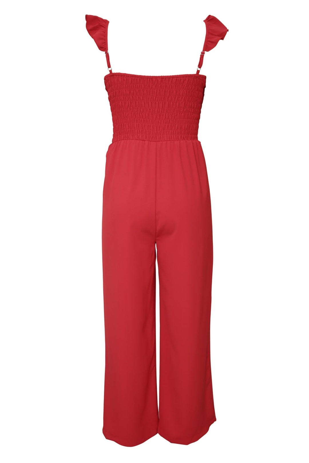 Flutter Sleeve Smocked Wide Leg Jumpsuit