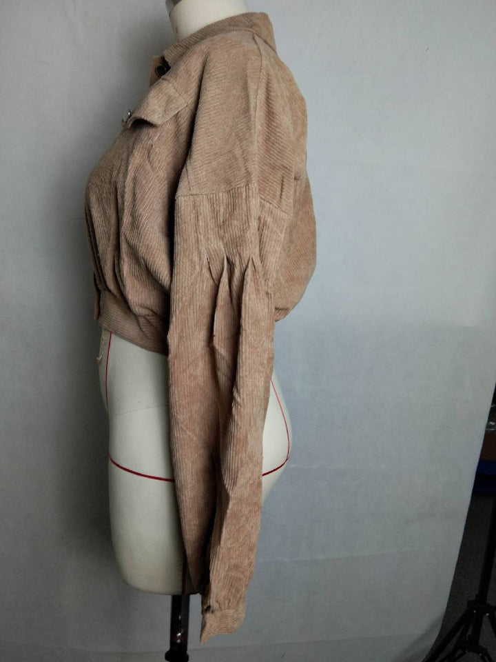 Casual Balloon Long-Sleeved Corduroy Jacket