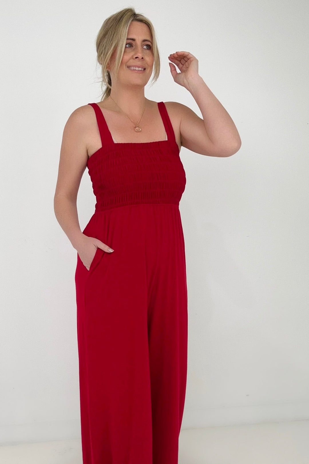 Smocked Wide Leg Jumpsuit