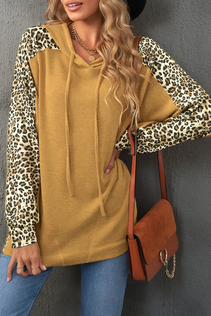 Leopard Patchwork Pullover Hoodie