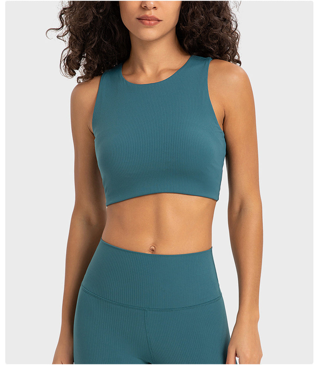Ribbed Round Neck Wireless Sports Bras