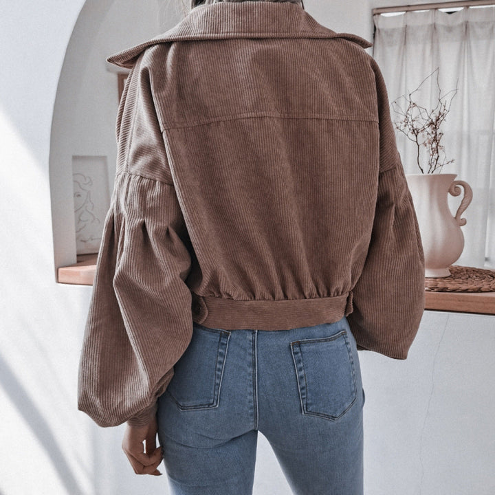 Casual Balloon Long-Sleeved Corduroy Jacket