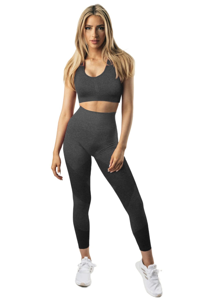 Black Criss Cross Bra And High Waist Leggings - Sports Wear