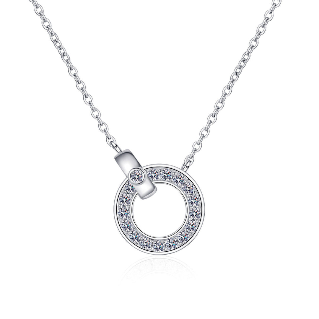 S925 Sterling Silver Moissanite Circle Pendant Necklace