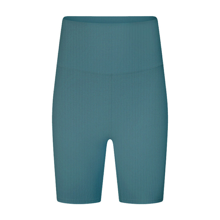 Solid Ribbed High Waist Bike Shorts With Invisible Pocket