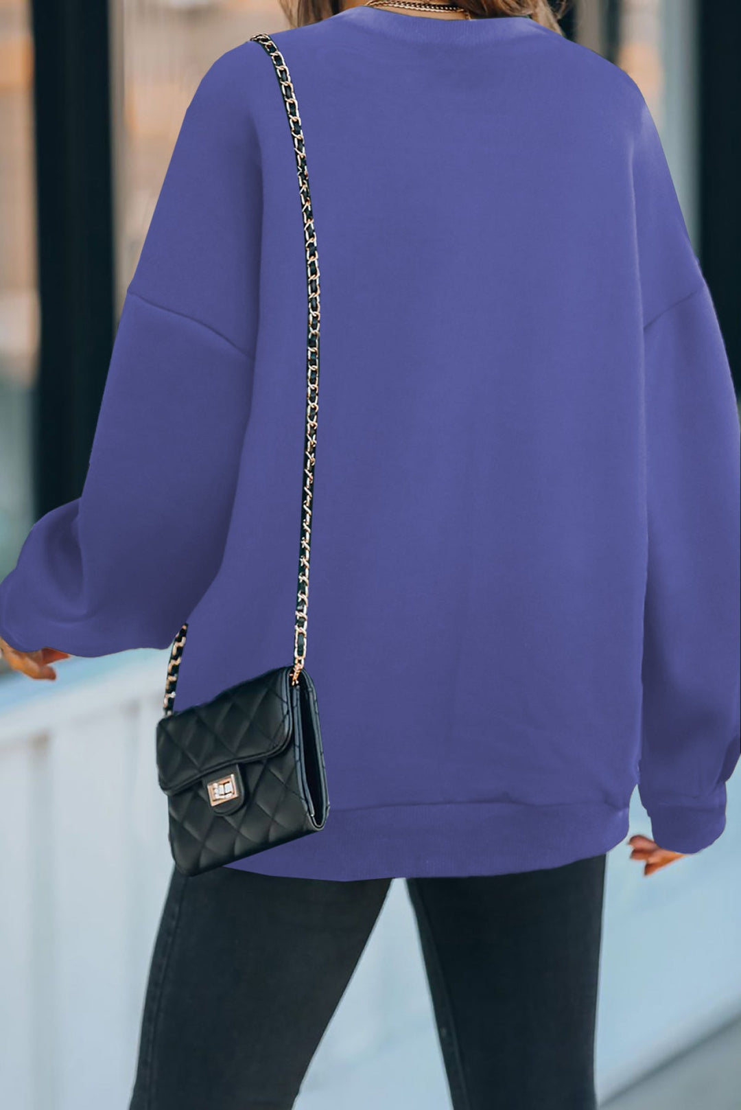Solid Drop-Shoulder Pullover Sweatshirt