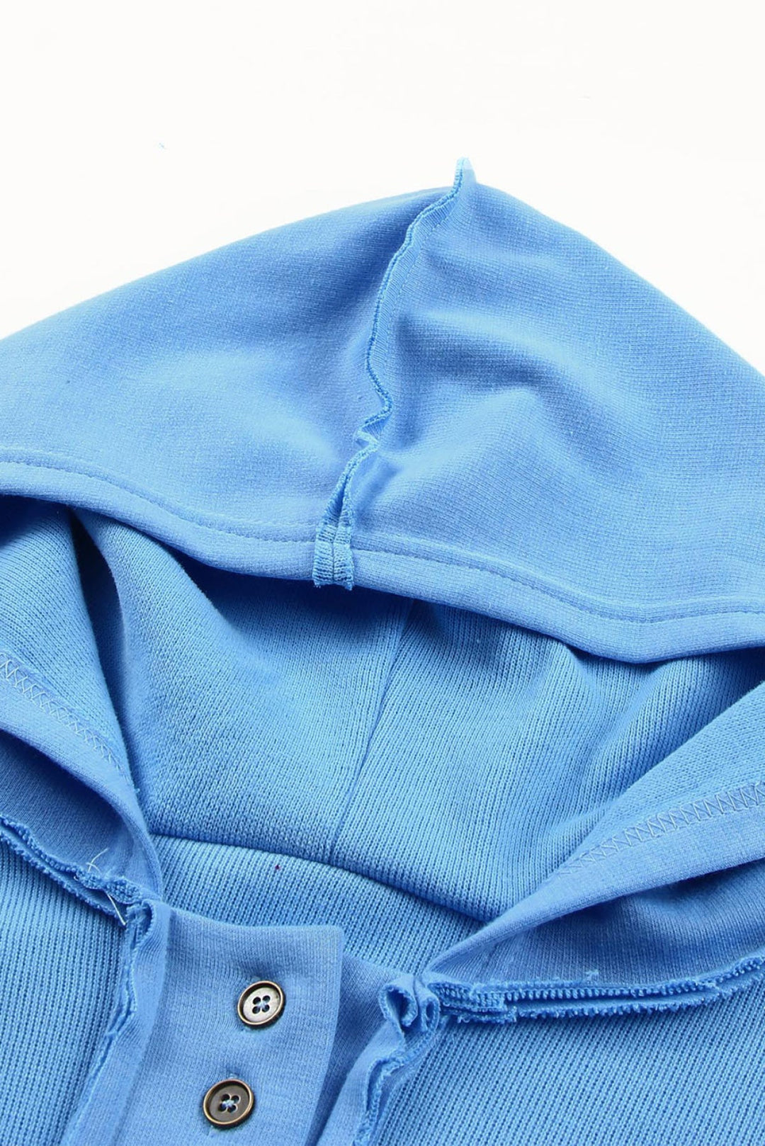 Sky Blue Solid Patchwork Trim Hoodie