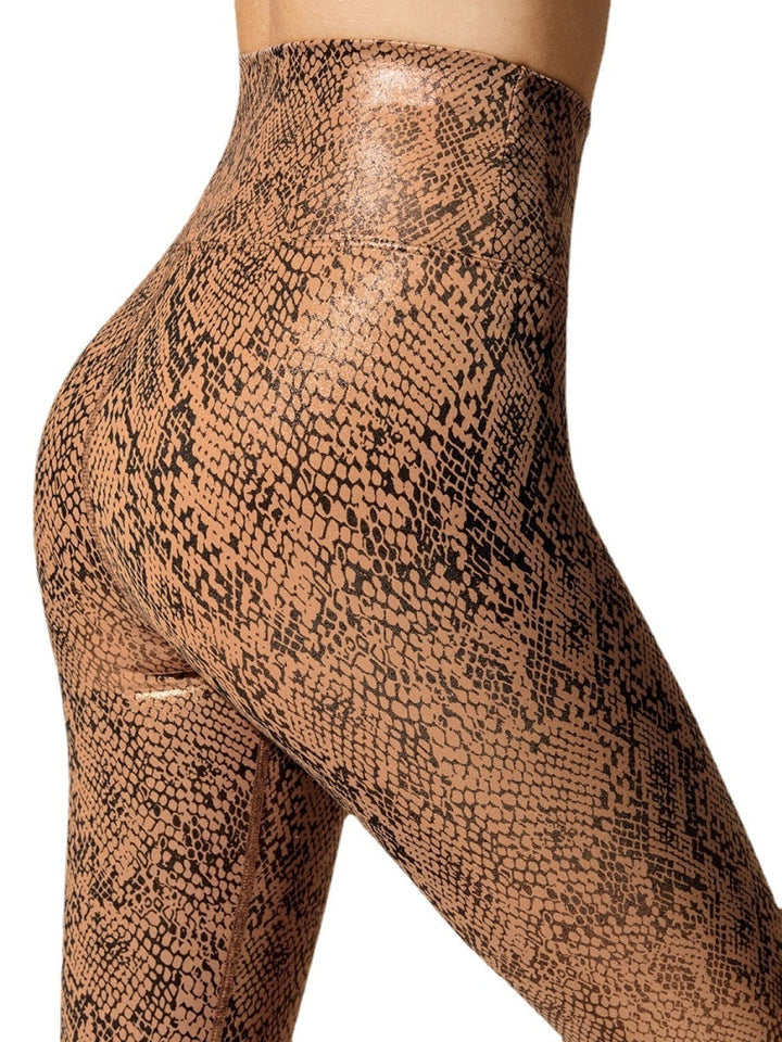 Metallic Bronze Snakeskin Yoga Top & Leggings Set