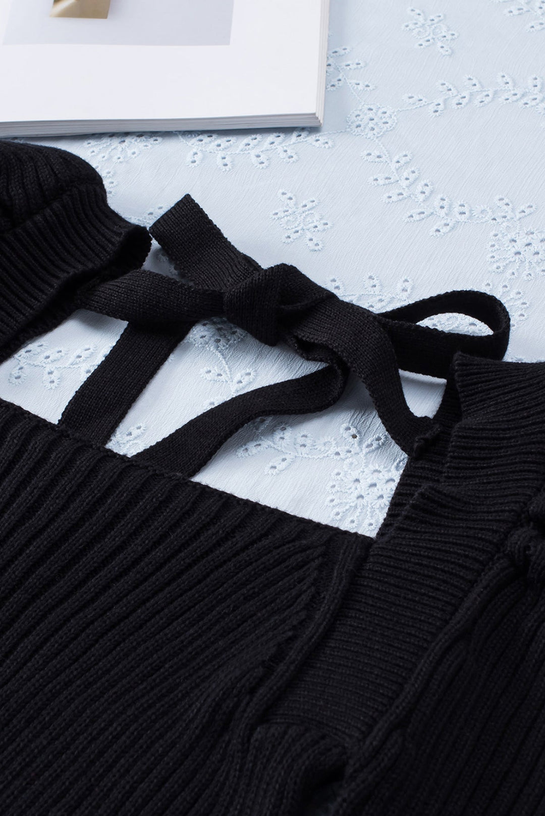 Square Neck Puffy Sleeve Sweater Dress