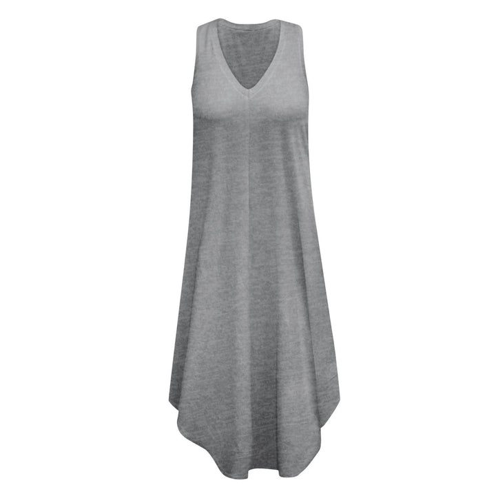 Solid Sleeveless Asymmetric Maxi Dress
