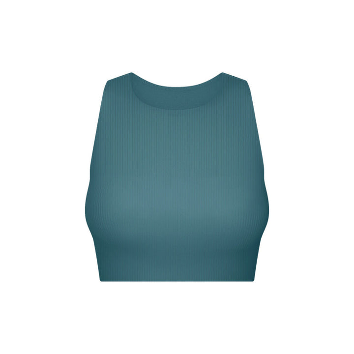 Ribbed Round Neck Wireless Sports Bras