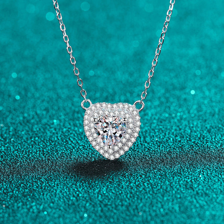 925 Sterling Silver Love Moissanite Hear-Shape Necklace