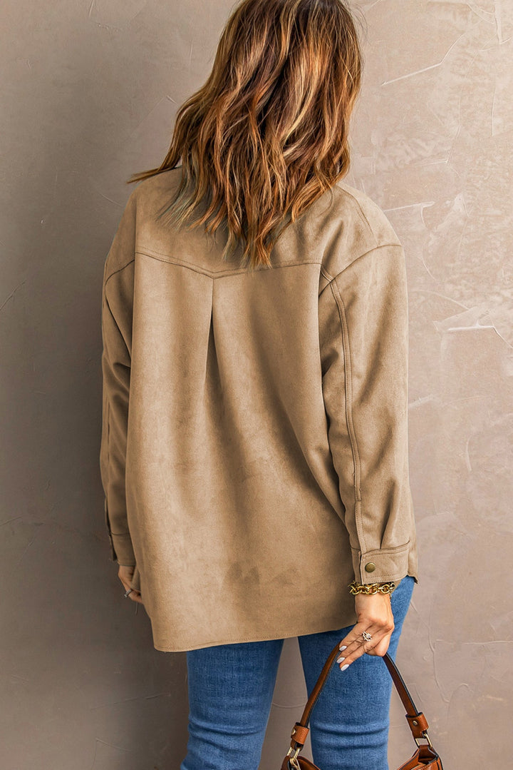 Khaki Snap Suede Jacket