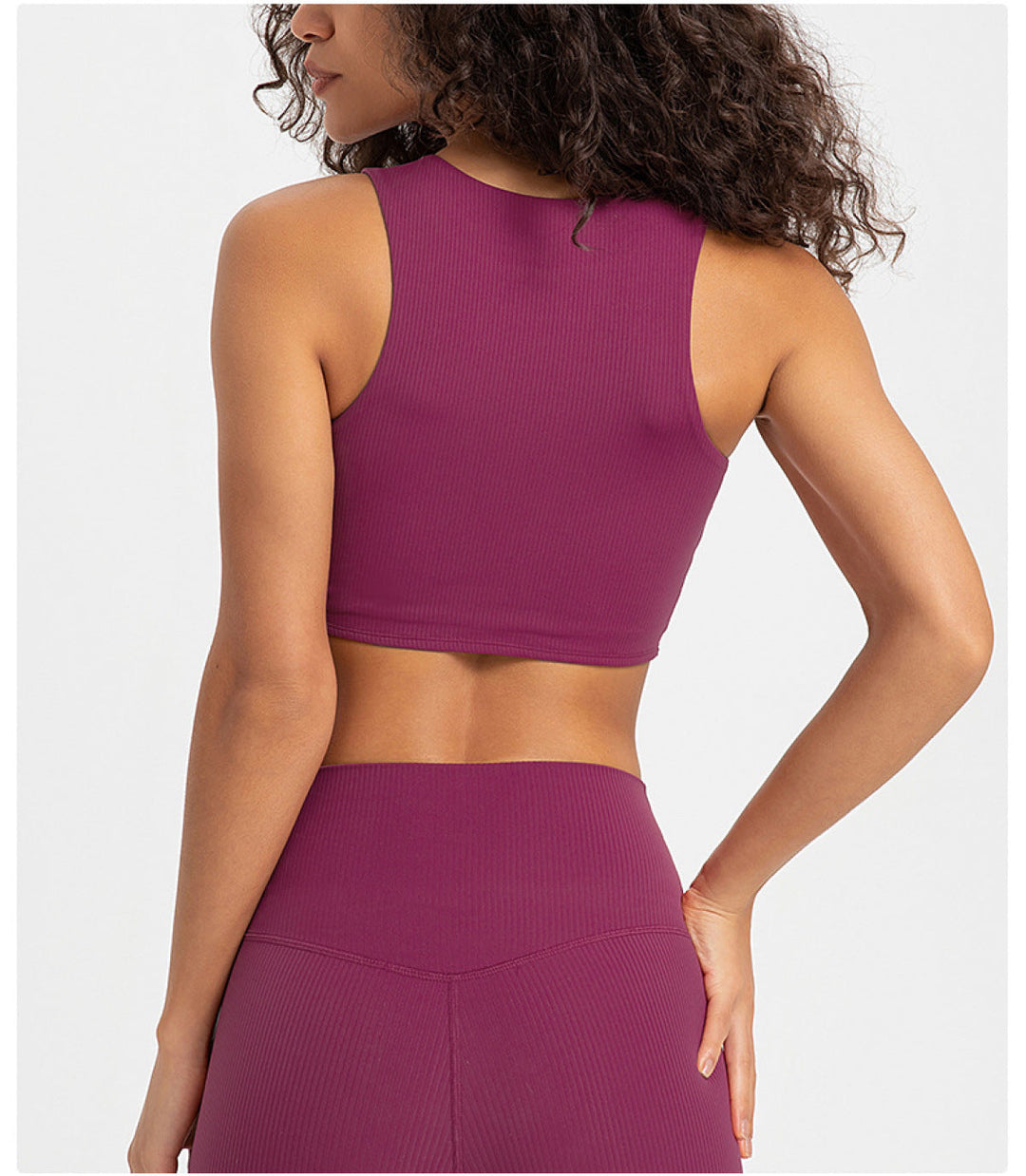 Ribbed Round Neck Wireless Sports Bras