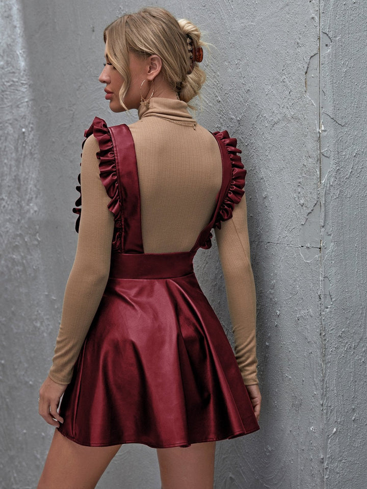 Ruffled Strap Suspender Pleated Skirt