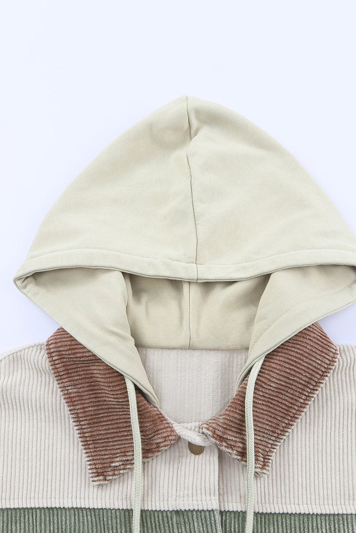 Down Hooded Corduroy Jacket
