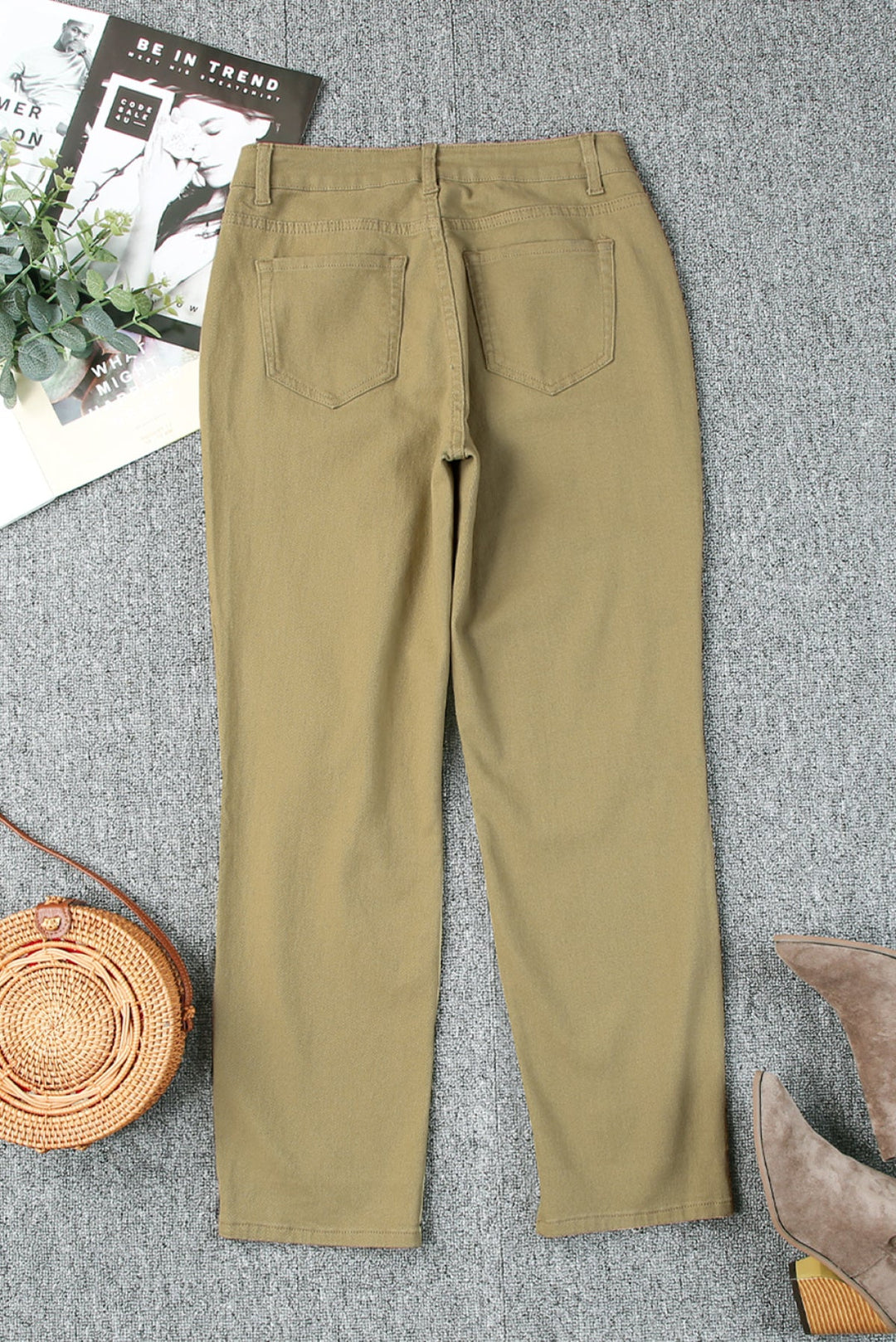 Distressed Raw Hem Straight Leg Jeans