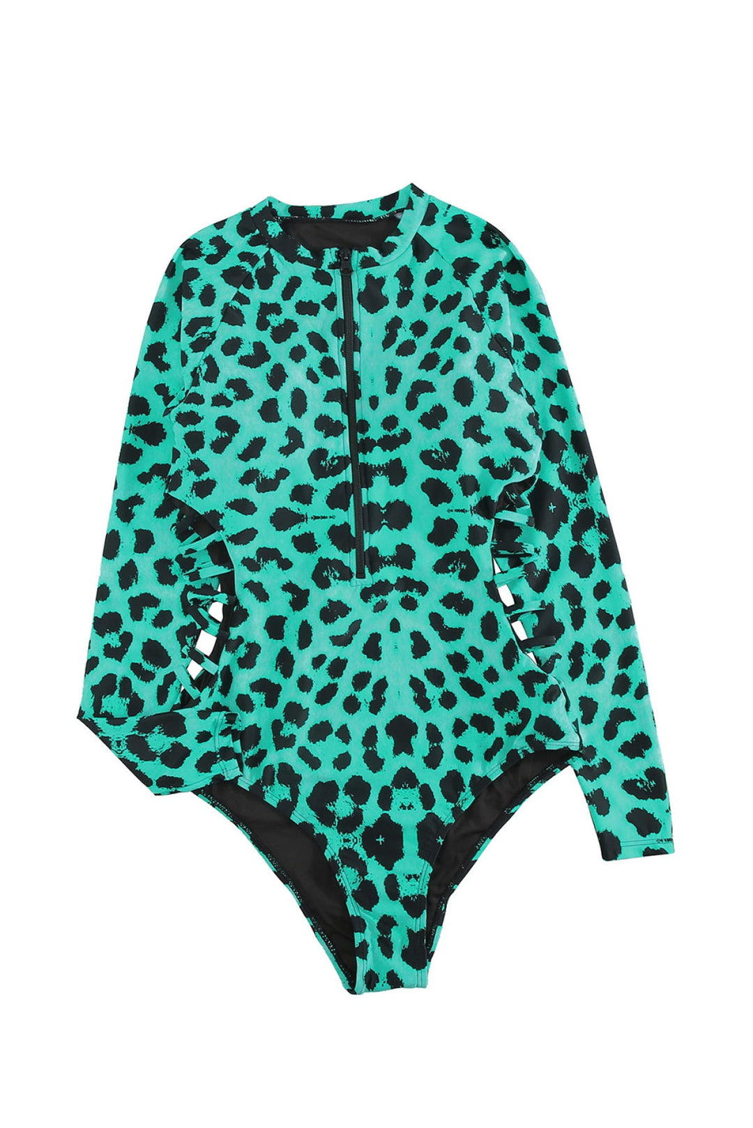 Leopard Print Zipper Cut-Out Swimsuit
