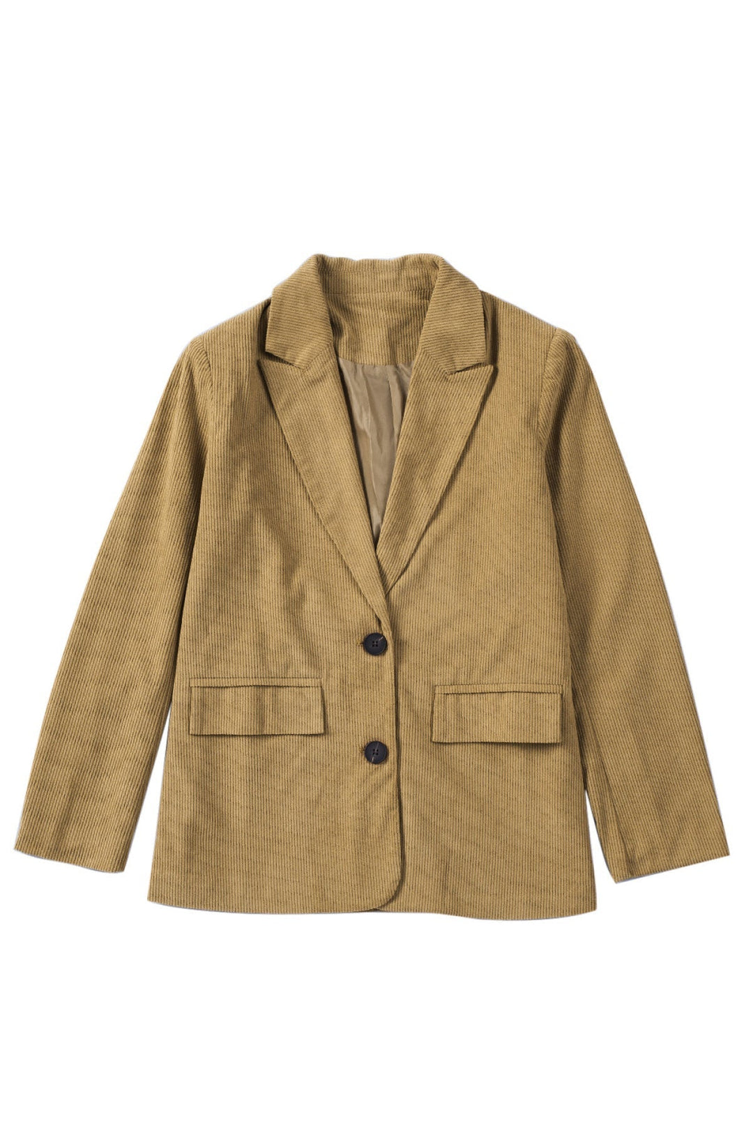 Brown Corduroy Lapel Casual Blazer