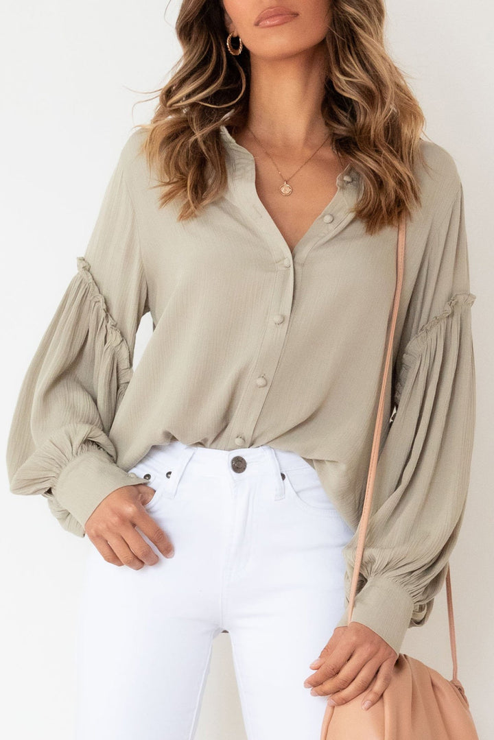 Ruffled Patchwork Loose Shirt