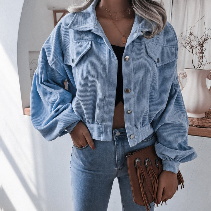 Casual Balloon Long-Sleeved Corduroy Jacket